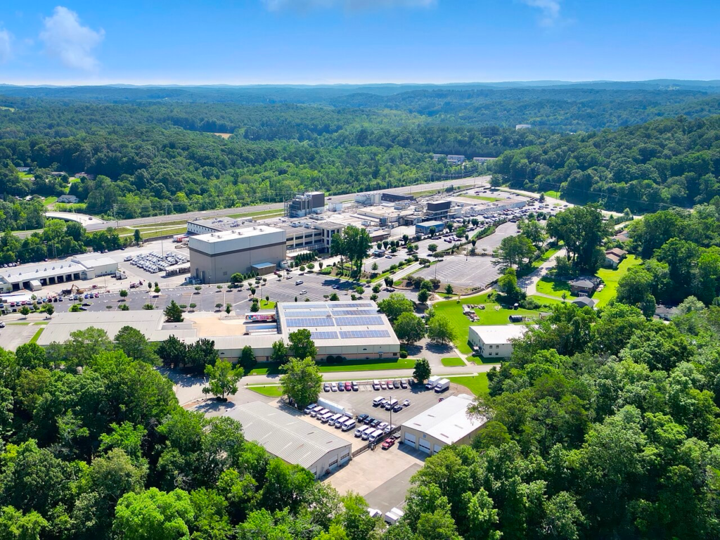 Aerial view of McKee Foods headquarters and manufacturing facility in Collegedale Tennessee