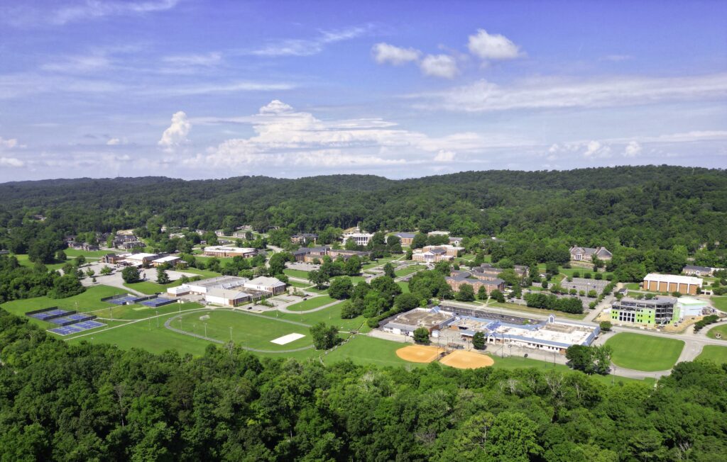 Aerial view of Southern Adventist University campus in Collegedale Tennessee